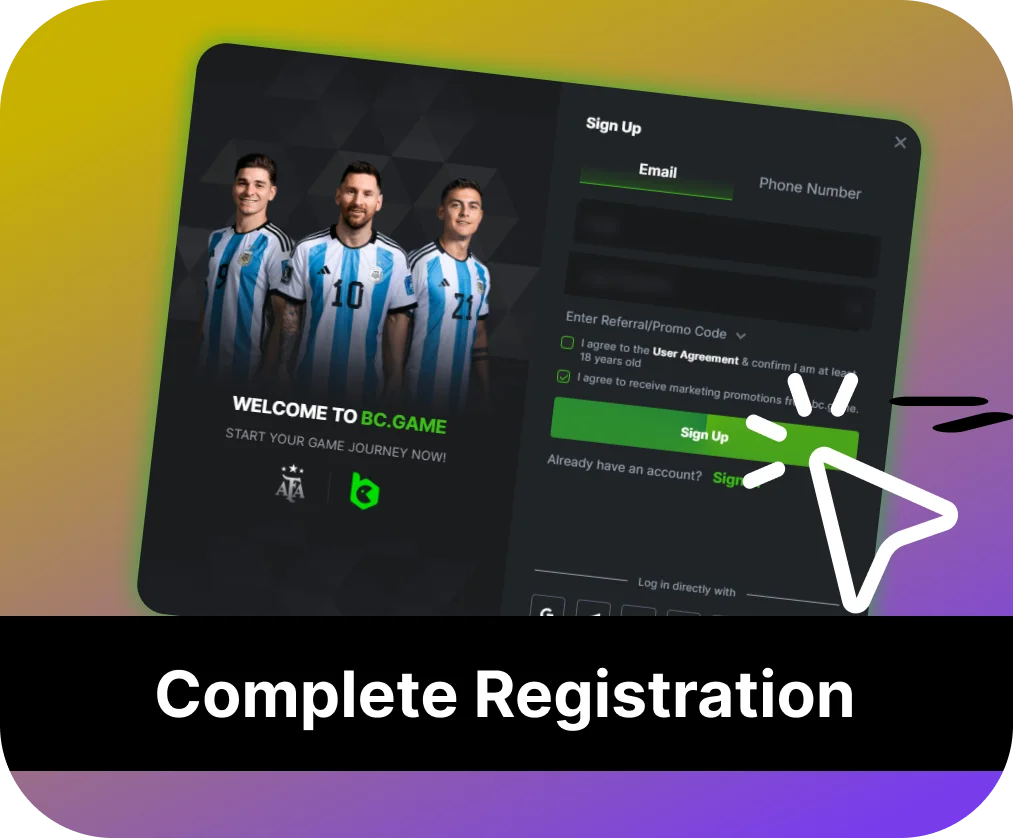 4 step to register BC.Game